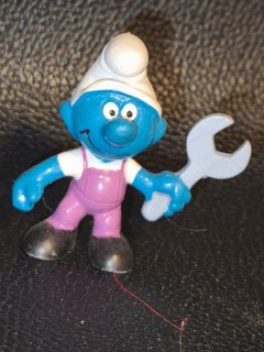 20012 Mechaniker Schlumpf smurf w/ wrench lila Overall 100%original VHTF RAR