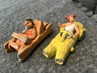 Vintage Flintstones Corgi Cars x 2 - Fred and Wilma - 1982 Rare