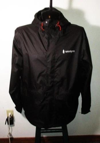 HELLY HANSEN Black Full Zip Hooded Windbreaker Jacket Men's Size 2XL NWOT