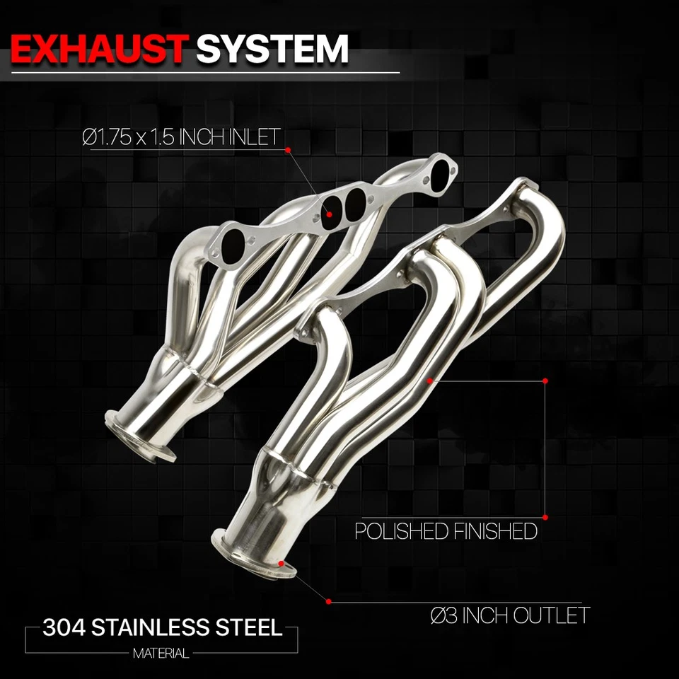 Коллектор выпускного коллектора средней длины из нержавеющей стали для кузова A/F/G зажим для малого блока Chevy - Изображение 2 из 4