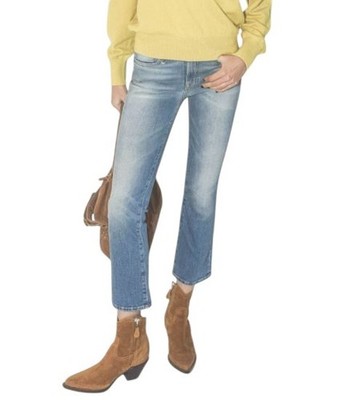 R13 Kick Fit Damen Jeans 27 Blau Jasper Stretch Cropped Schnurrhaare 26  *