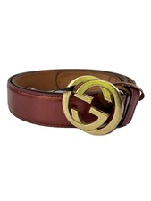 GUCCI Interlocking Leather Belt, Pink, Women's, 114874, 1476, 85, 34