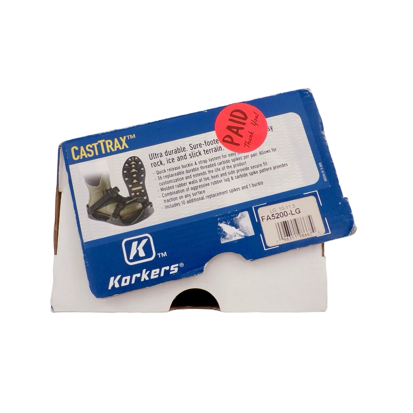 Size L KORKERS CastTrax Quick Release Cleated Fishing Traction Overshoes Large