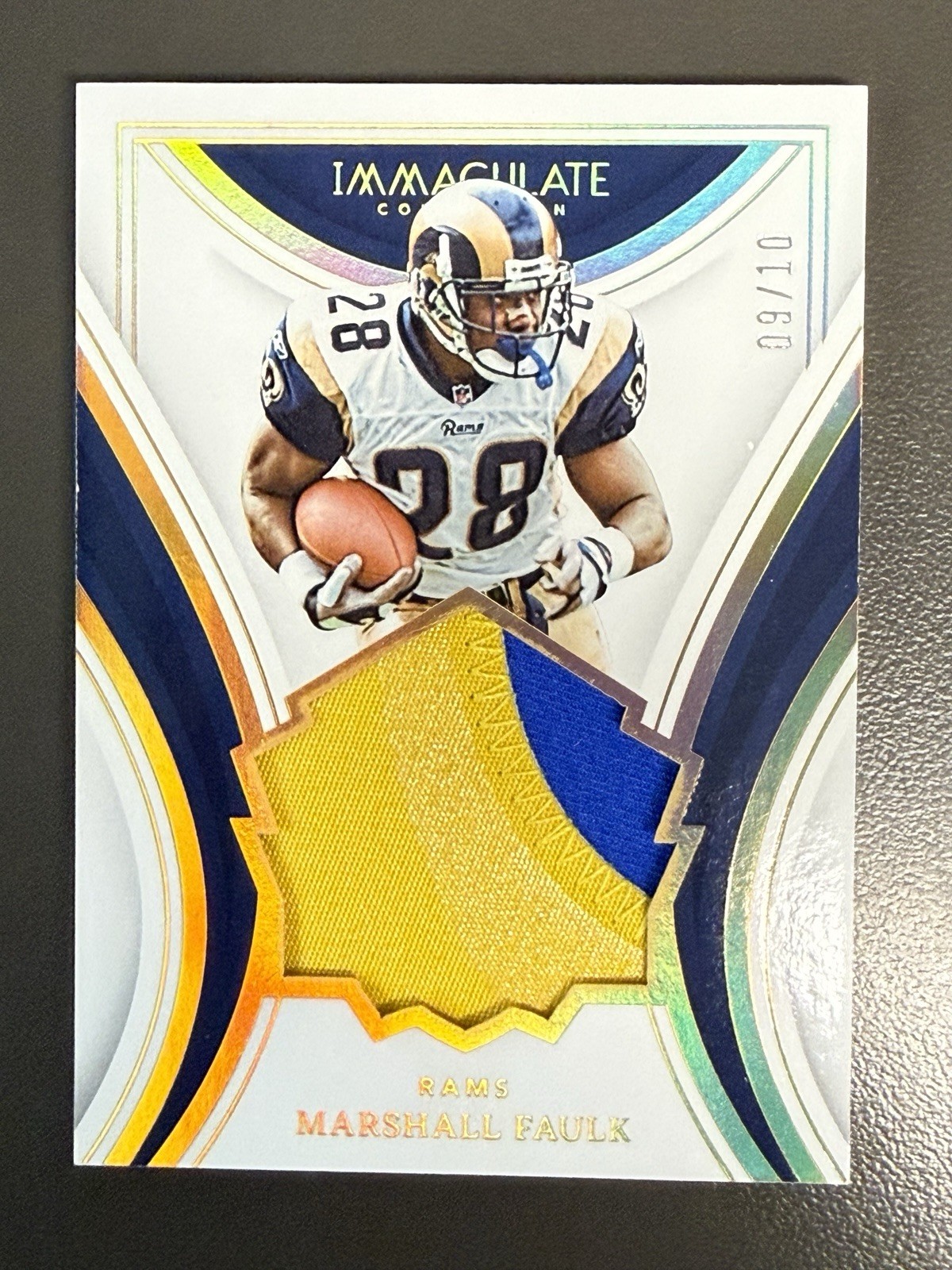 2023 immaculate marshall faulk #hof-mf hall of fame gold patch /10