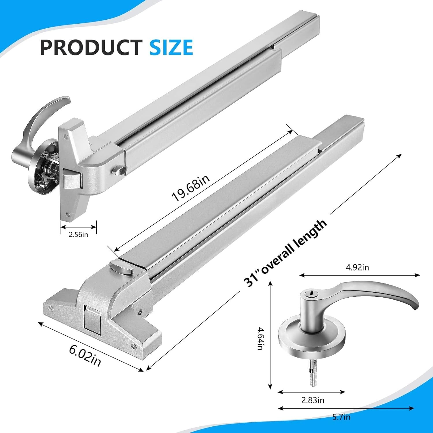 Commercial Panic Exit Door Push Bar 80cm Stainless Steel Emergency Lock