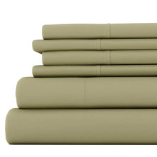 6-Piece Sage Solid Microfiber Queen Sheet Set