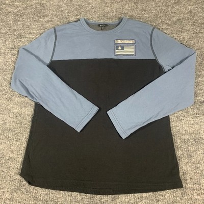 Alp N Rock Shirt Mens Medium Blue Black Long Sleeve Tee Organic Cotton Ski USA