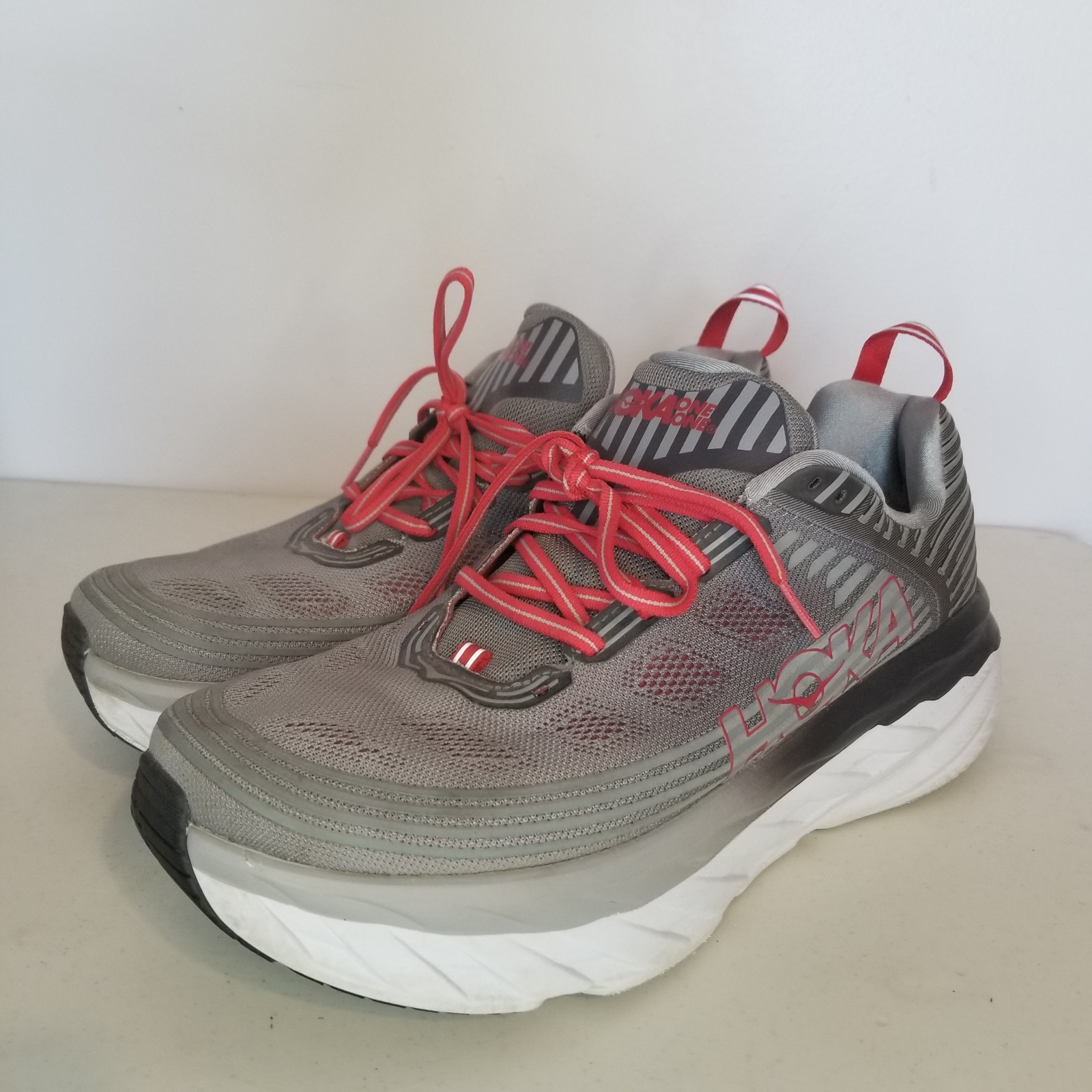 SAOLA Sneakers Hoka One One Gaviota Uomo Taglia 11.5 2E Larghe Grigio Formula Uno Running
