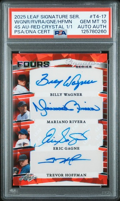 2025 Leaf Mariano Rivera\Billy Wagner\Eric Gagne\Trevor Hoffman #1/1 Auto PSA 10