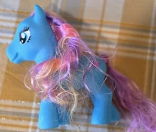 Discontinued DOLGEN Blue Pony Toy Vintage My Little Pony Style Rainbow Hair...