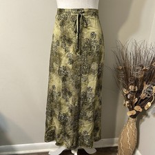 Vtg Sag Harbor Women Skirt Geometric Elastic Waist Pull On A-Line Tan Midi Sz L