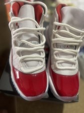 Jordan Air Jordan 11 Cherry High Top Sneaker White/Red Men's Athletic Shoe