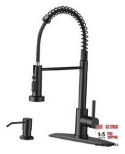 Black Kitchen Faucet with Soap Dispenser, Stainless Steel Matte Black Modern