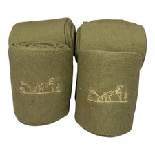 Authentic Rare Hermes Embroidered Standing Wraps - Set of 4 - Tan - 40"