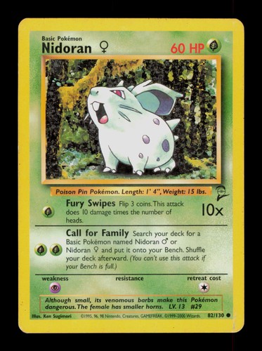 Nidoran 82/130 Pokemon Base Set 2 Trading Card TCG
