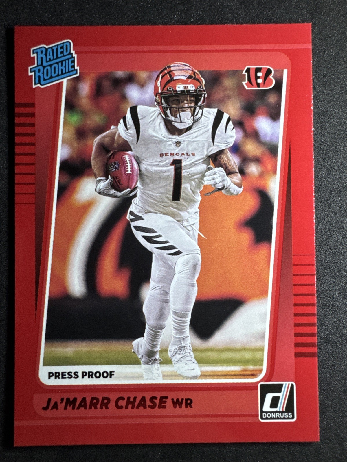 Ja'Marr Chase 2021 Panini Donruss Rated Rookie RC RED Press Proof #262 BENGALS