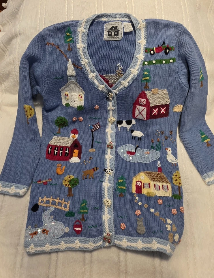 Malhas de livro de histórias 2 peças cardigin e tanque. Tamanho P. EXCELENTE. Casa para não fumantes. - Imagem 2 de 4