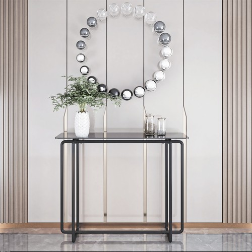 Console Table Tea Table Single Layer Tempered Glass Rectangular Porch Table - Picture 2 of 30
