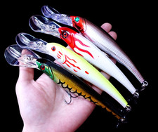 4PCS Fishing Lures Long Minnow Saltwater Sinking Artificial Crankbait Trout Bass