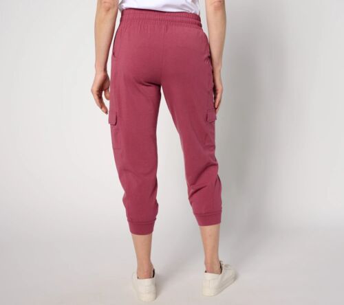Anybody Lounge Cozy Knit Cropped Cargo Sweatpants Maroon XS New - Imagen 3 de 3