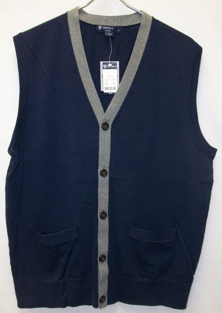 Daniel Cremieux 38 Classics Cardigan Cotton Sweater Vest $79 Blue Tan Cream NWT | eBay