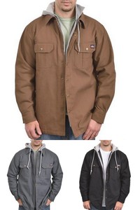 dickies quilted lined hooded overshirt with zip utility pocket