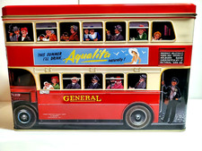 10" Metal Scotland Scottish Empty Cookie Tin Double Decker Bus Mirraglo Aqualita