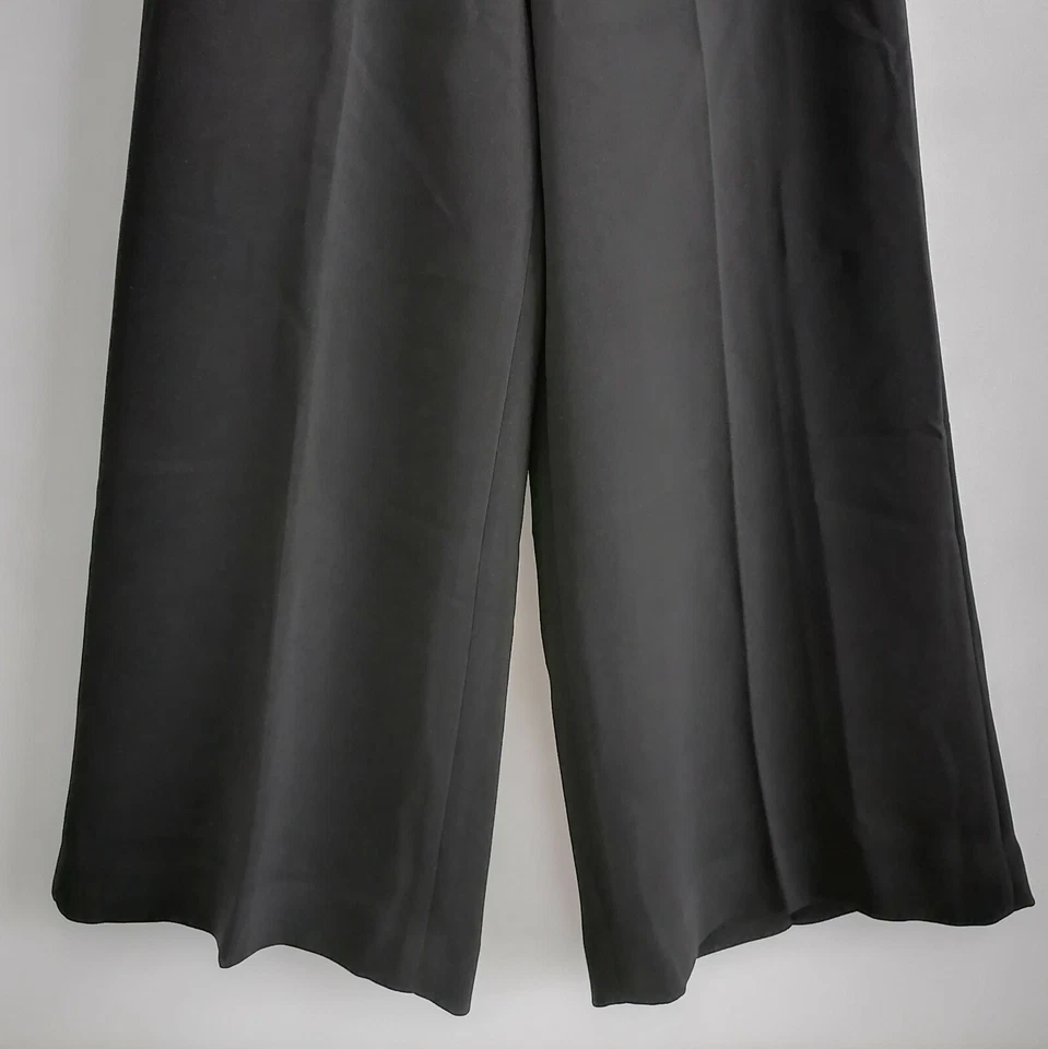 Calça cropped halogênio feminina preta cintura alta frente plana moda perna larga tamanho 14 - Imagem 3 de 4