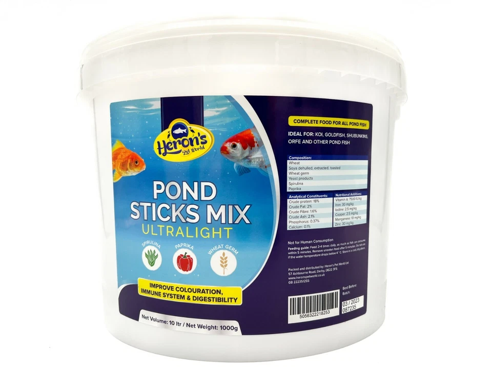 HERONS Pond Sticks Mix Ultralight 2.5L, 5L, 10L, 15L, 40L - Koi Goldfish Food  - Image 3 of 4