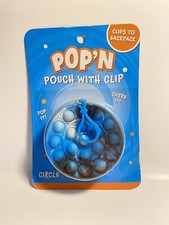 POP'N Pop It round coin Pouch With Clip Fidget Toy Kids Accessory blue/white