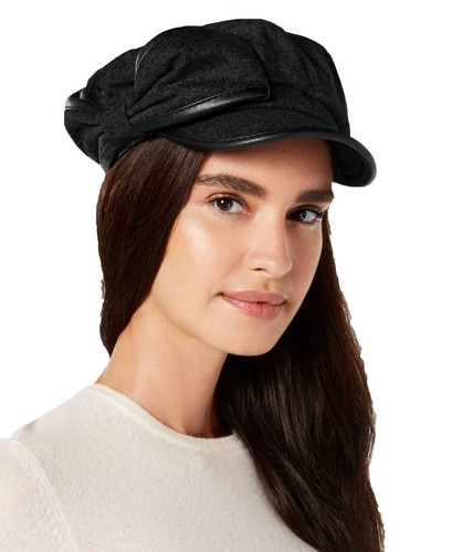 Faux-Leather Newsboy Cap 