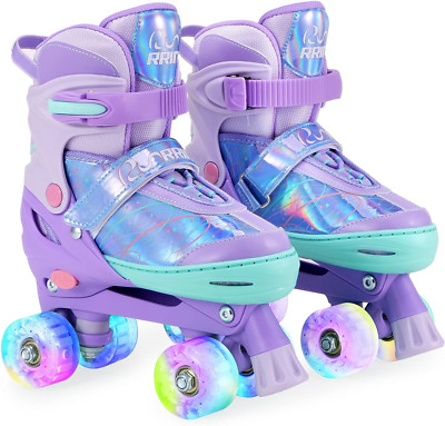 Roller Skates for Kids Girls, 4 Size Adjustable Quad Skate