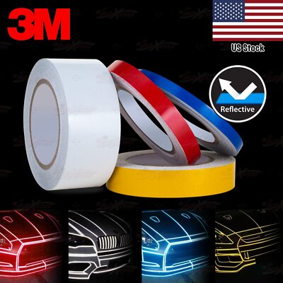 3/8'' 9/16'' 1'' 2'' REFLECTIVE Self Adhesive PinStripe Vinyl 3M Decal Tape Stickers