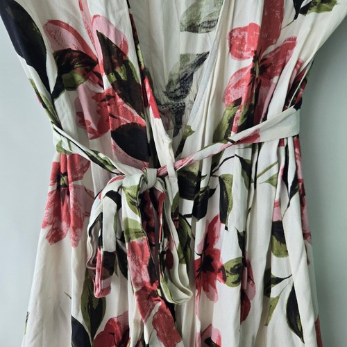 Olivaceous Floral Print Long Wrap Around Dress with Belt Tie - Casual Summer - M - Picture 2 of 11