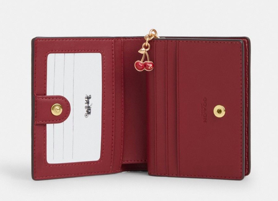 ❤️Coach Snap Wallet CZ347 Signature Coated Canvas Pink