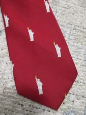 Statue of Liberty vintage red white embroidered critter preppy twill necktie