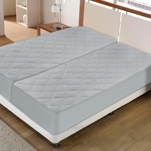 Waterproof Split King Mattress Pad Quilted Fitted Protector for Adjustable Bed - Picture 7 of 7