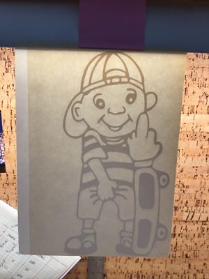Skate Boy Crotch Middle  Finger 4''x7'' -  WHITE - Vinyl Sticker Decal - Y7-2.670