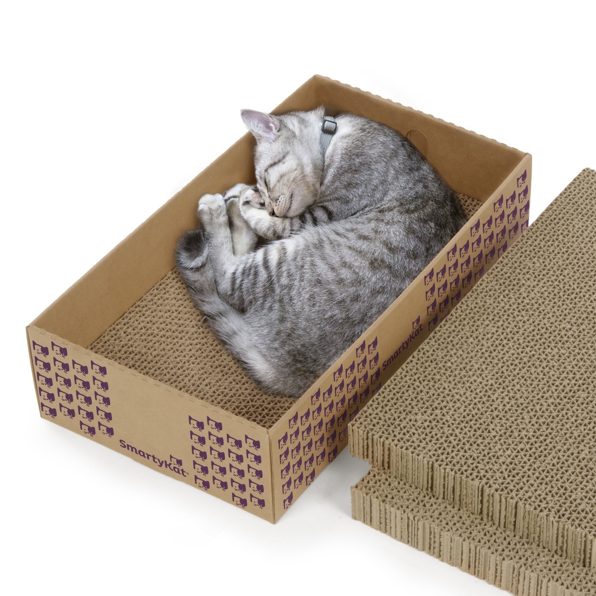 Reversible Stacker Catnip-Infused Cardboard Corrugate Cat Scratcher Lounger  Home