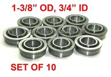 10 FLANGE FRONT WHEEL BEARINGS, 1-3/8" x 3/4", FITS TORO, JOHN DEERE, HUSQVARNA