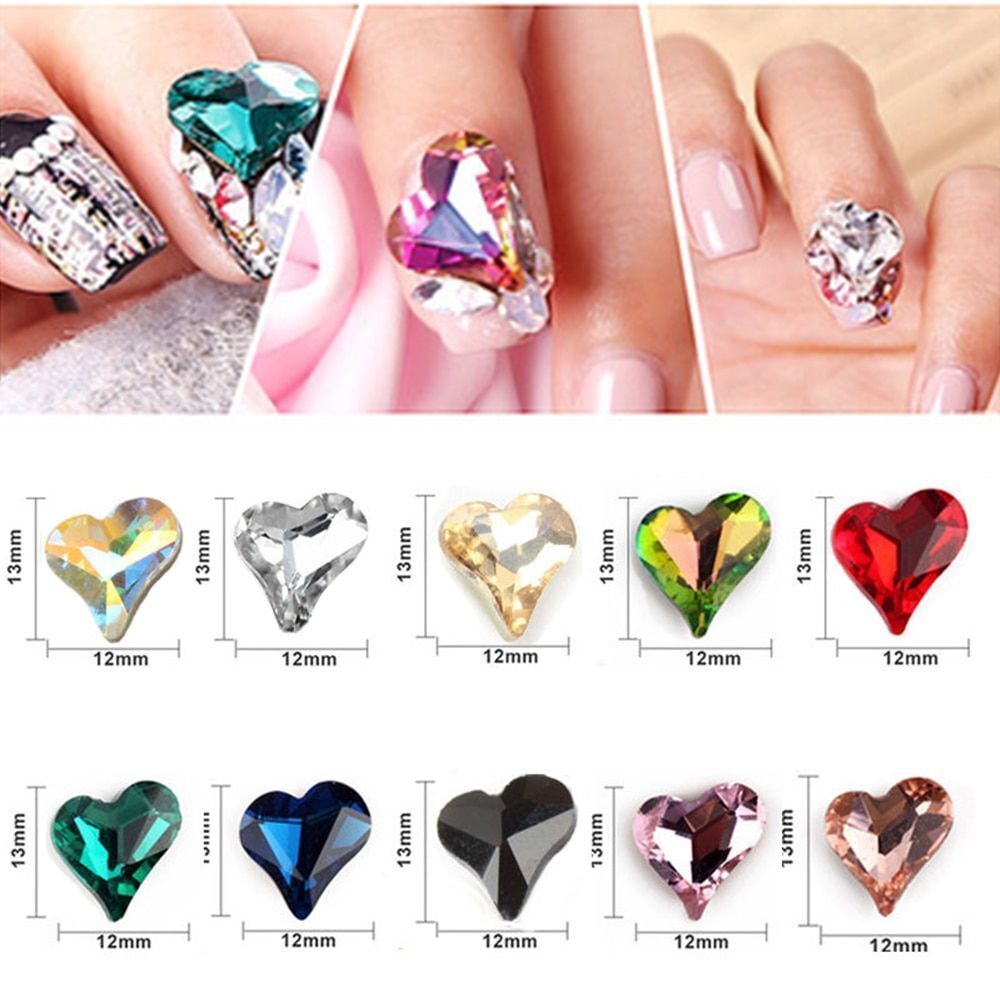 New Nail Art Heart Diamond Jewelry 12x13mm Pointed Bottom Shaped