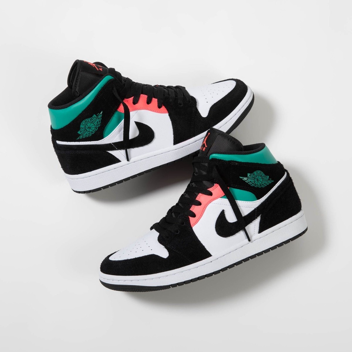 Air Jordan 1 Mid SE South Beach Retro Black White Pink Green