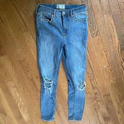 Jean Femme Free People Skinny Vieilli - Taille 27L, Déchiré Genou, Stretch, Neuf Avec étiquettes