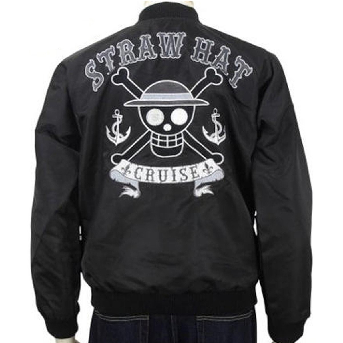 ONE PIECE STRAW HAT Pirates Flag MA-1 Jacket Black L Size 