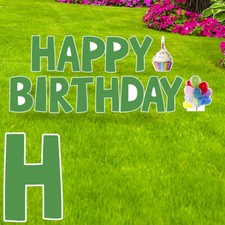 HAPPY BIRTHDAY Plastic Outdoor 15" Letter Set YARD SIGN Staked Standup GREEN