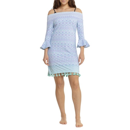NWT CABANA LIFE Smocked Off-the-Shoulder Cover-Up Dress Medium Retail $118