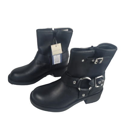 Universial Thread Connor Harness Buckle Ankle Boots Black 6.5 Size Women's