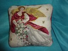Angel Needlepoint Petit Poin Wool Red Velvet Pillow 10” — photo 2