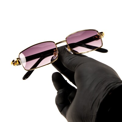 Gold Frame Purple Tint Full Rim Men display picture 2
