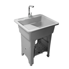 65 Freestanding Sink Commercial Laundry  Utility Room Sinks with Faucet Gray